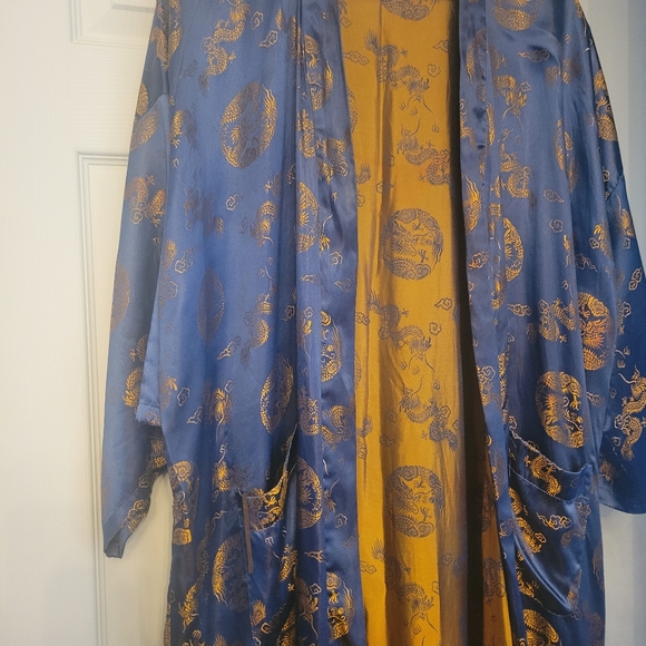 unknown Other - Elegant Blue and Gold OPEN STYLE KIMONO ROBE SIZE F2 (Aprox M-L)